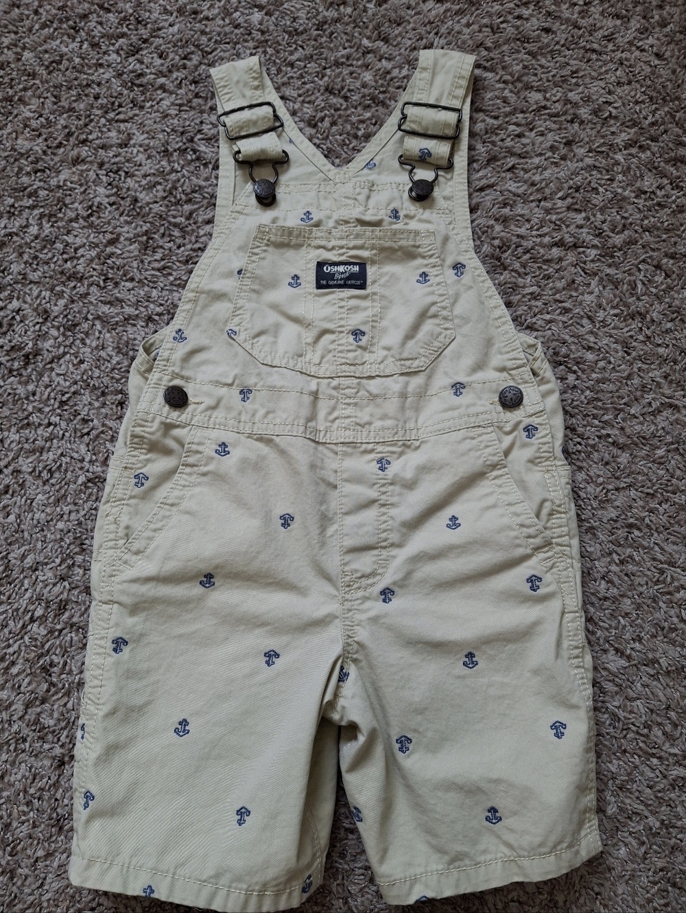 OshKosh B'gosh Cream and Navy Anchor Print Cotton Toddler Size 4T Tag